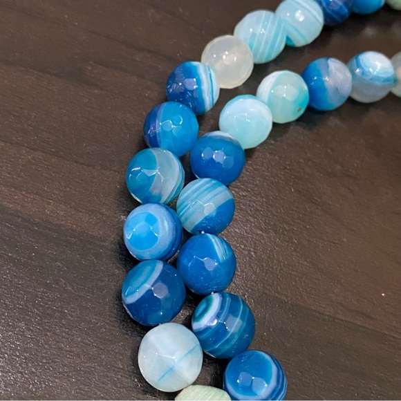 The AKOLA Project Uganda Handmade Blue Agate Paper Beads Double Strand Necklace - Picture 7 of 15